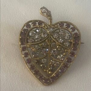 Elegant Gold and Purple Heart Brooch